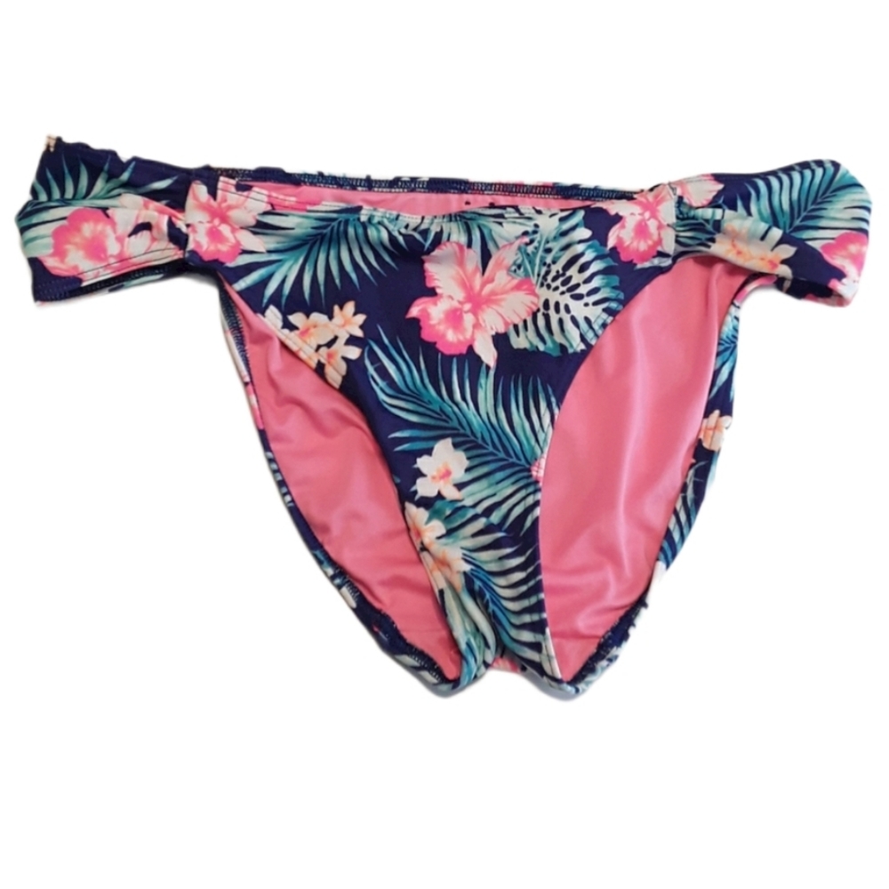 VS PINK Blue Pink Hawaiian Bikini Bottoms EUC sz M